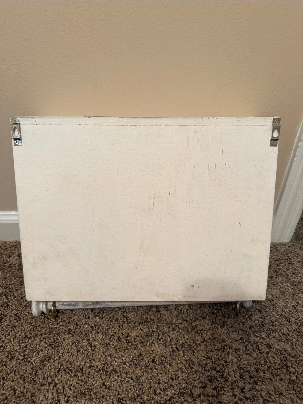 Distressed White Farmhouse Wall Jewlery Box with Double Doors